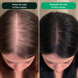 Antes y después: raya abierta cubierta con Fibra Capilar Dr. Rashel