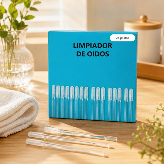Limpiador de oídos de punta adhesiva, caja de 24 palitos