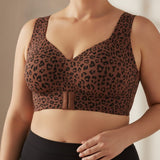 AURAFIT — cierre delantero sin aros, leopardo marrón